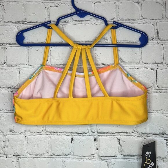 Girls Yellow Floral Bikini Top, Size large, new with tags, Art Class bikini top - Picture 3 of 5